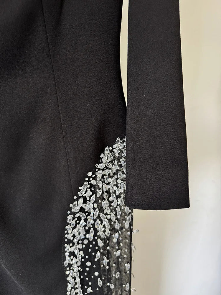 Nadia Crystal Beaded Slit Dress