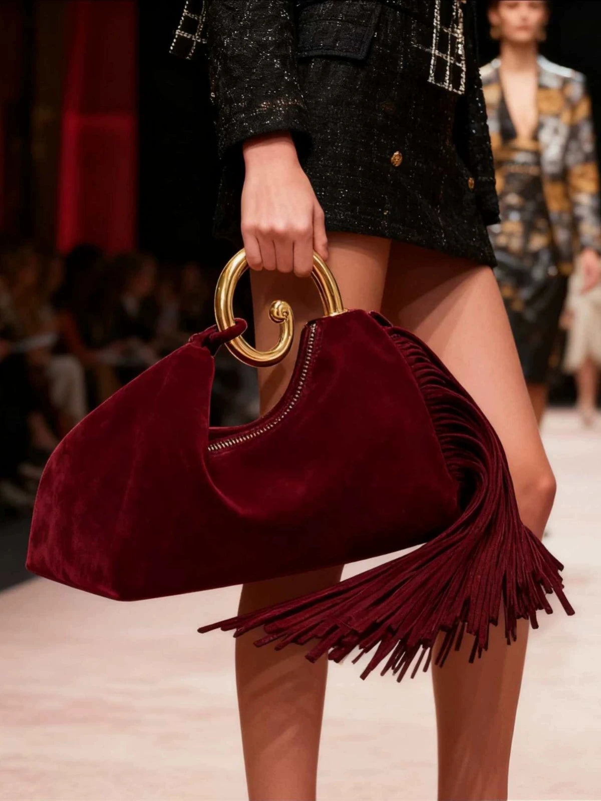 Mini Faux Suede Fringed Bag