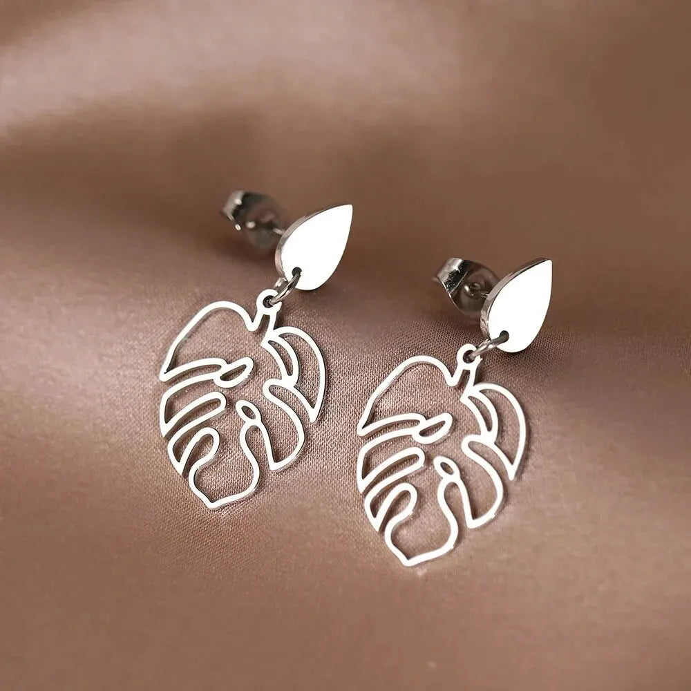 Metal Leaves Drop Earrings