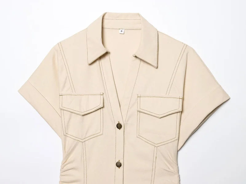 Sukienka midi z kołnierzykiem i guzikami z dżinsu