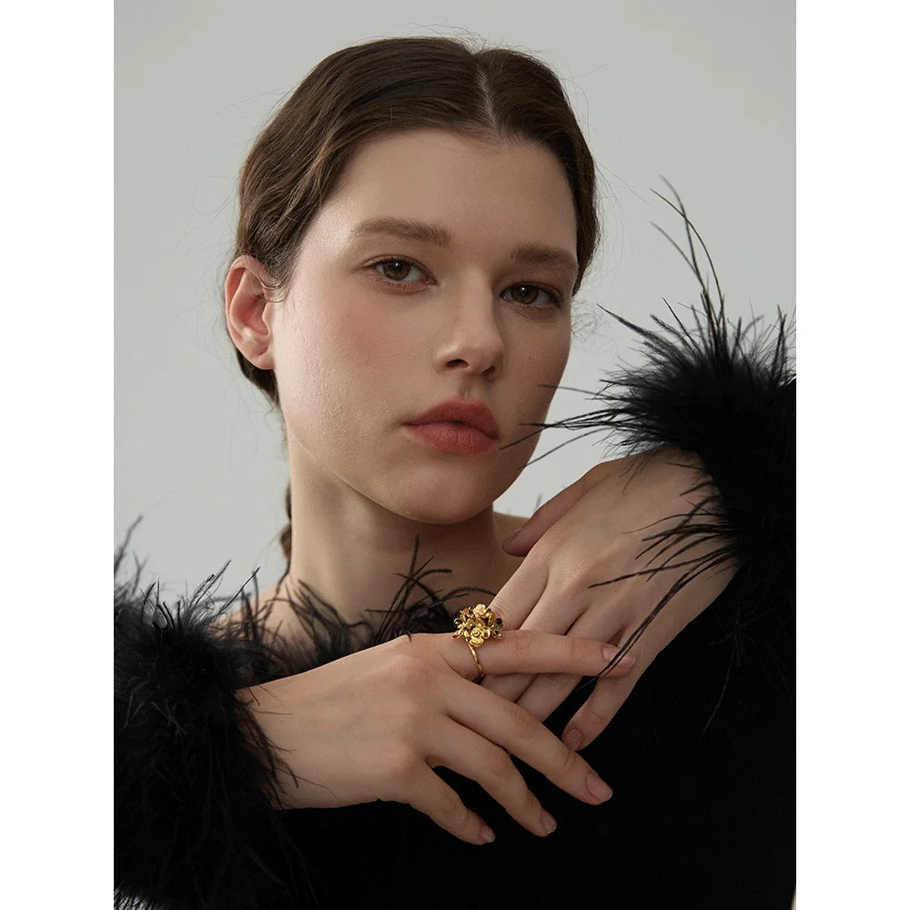 Gold Plated Flower Adjustable Ring