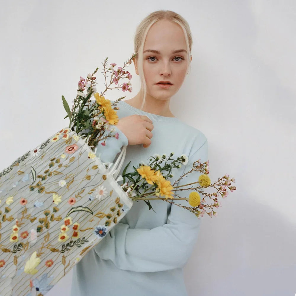 Embroidered Lace Flower Bag