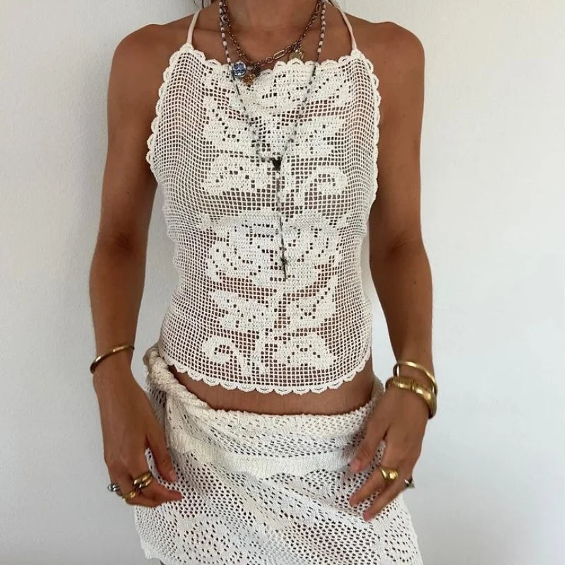 Rose Boho Crochet Top