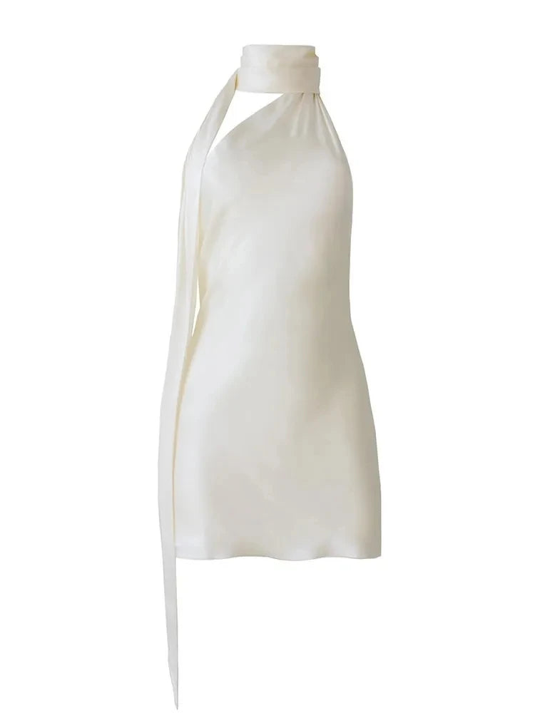 Tatiana Backless Satin Mini Dress