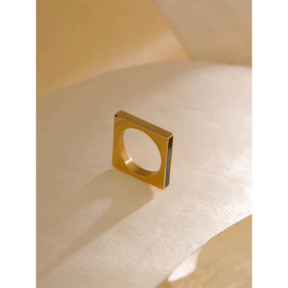 Minimalist Square Ring — rings in black — additional view