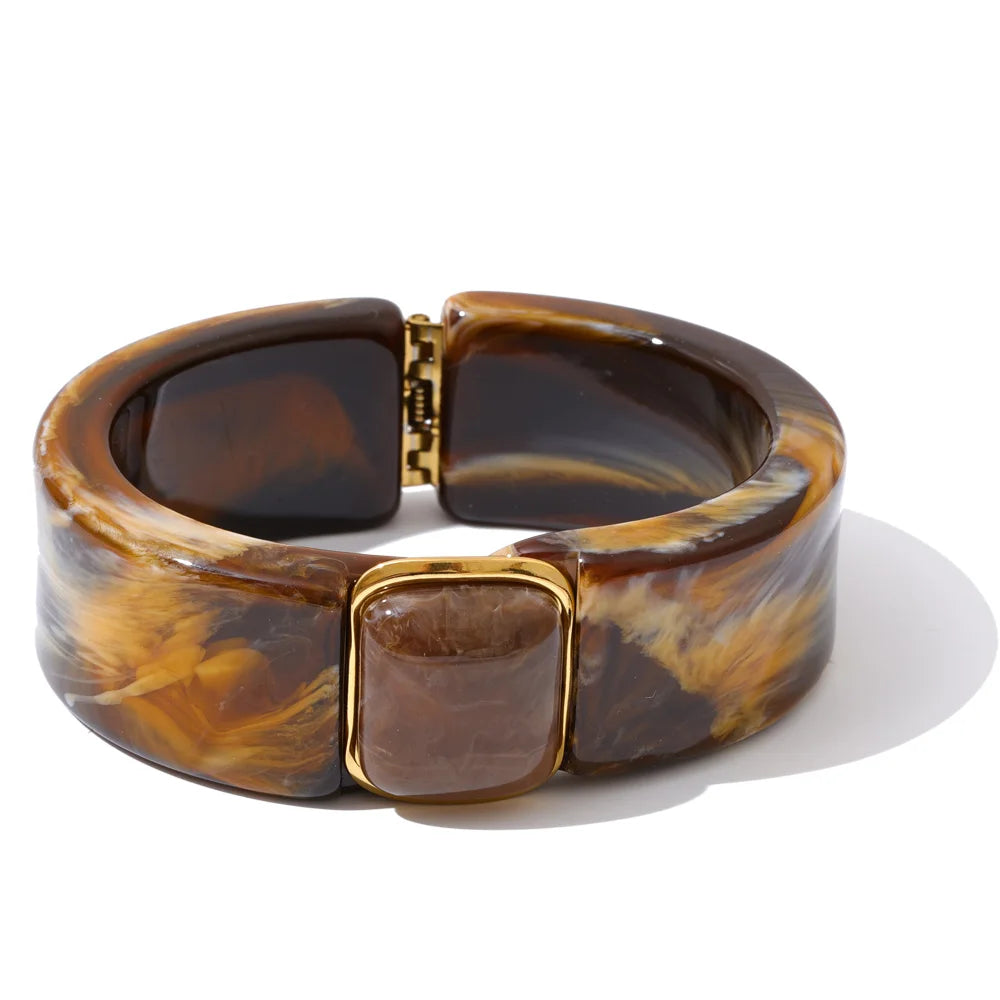 Acrylic Square Marble Bracelet Bangle