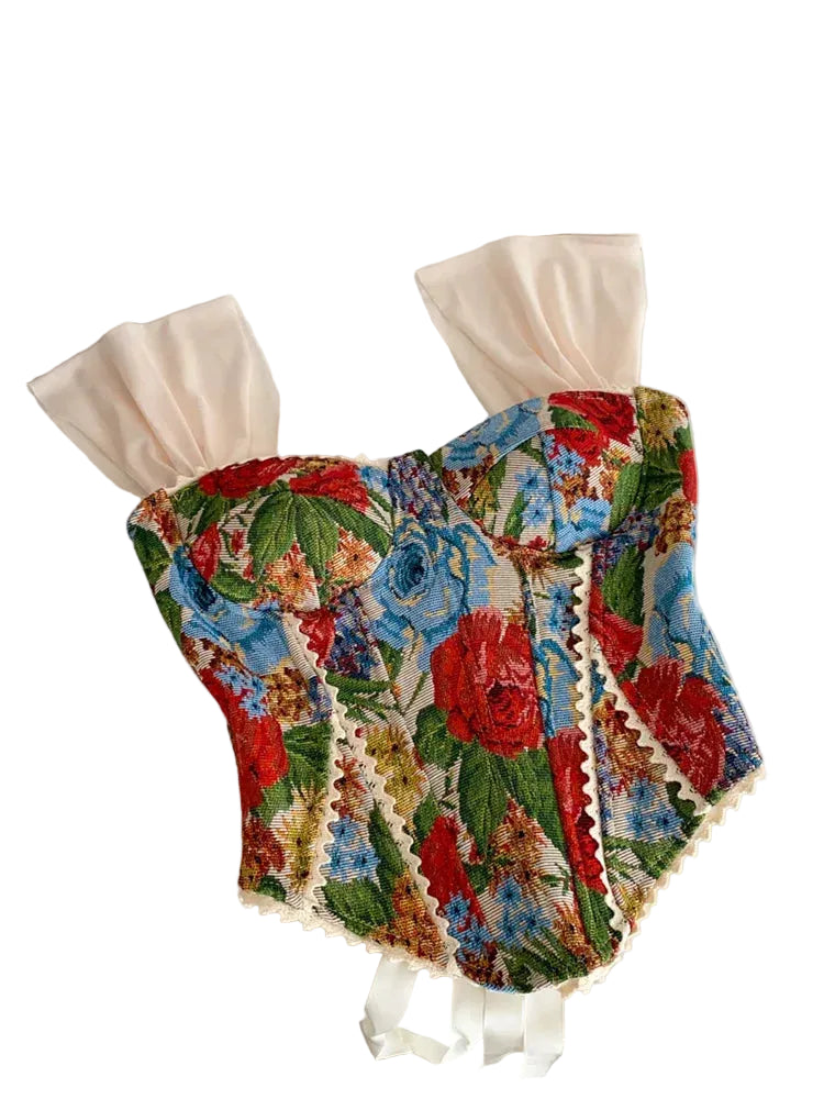 Colorful floral-patterned top.