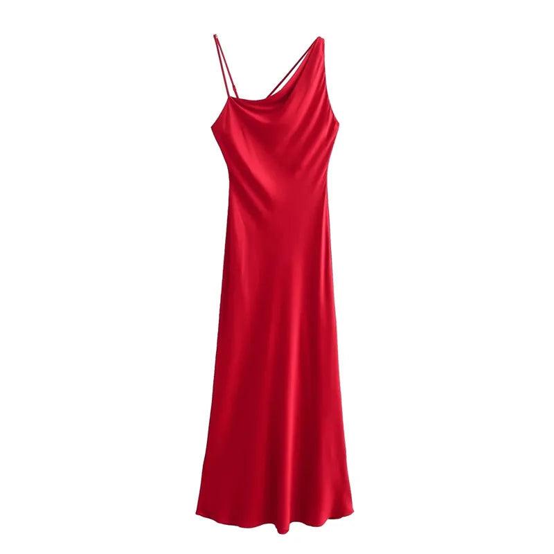 Alex Red Satin Dress from The House of CO-KY - Dresses