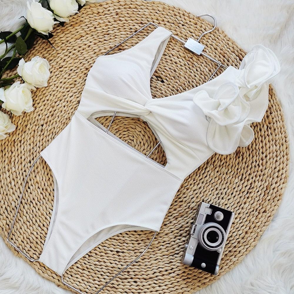 Amelia Ruffle Swimsuit - White from The House of CO-KY - Swimwear