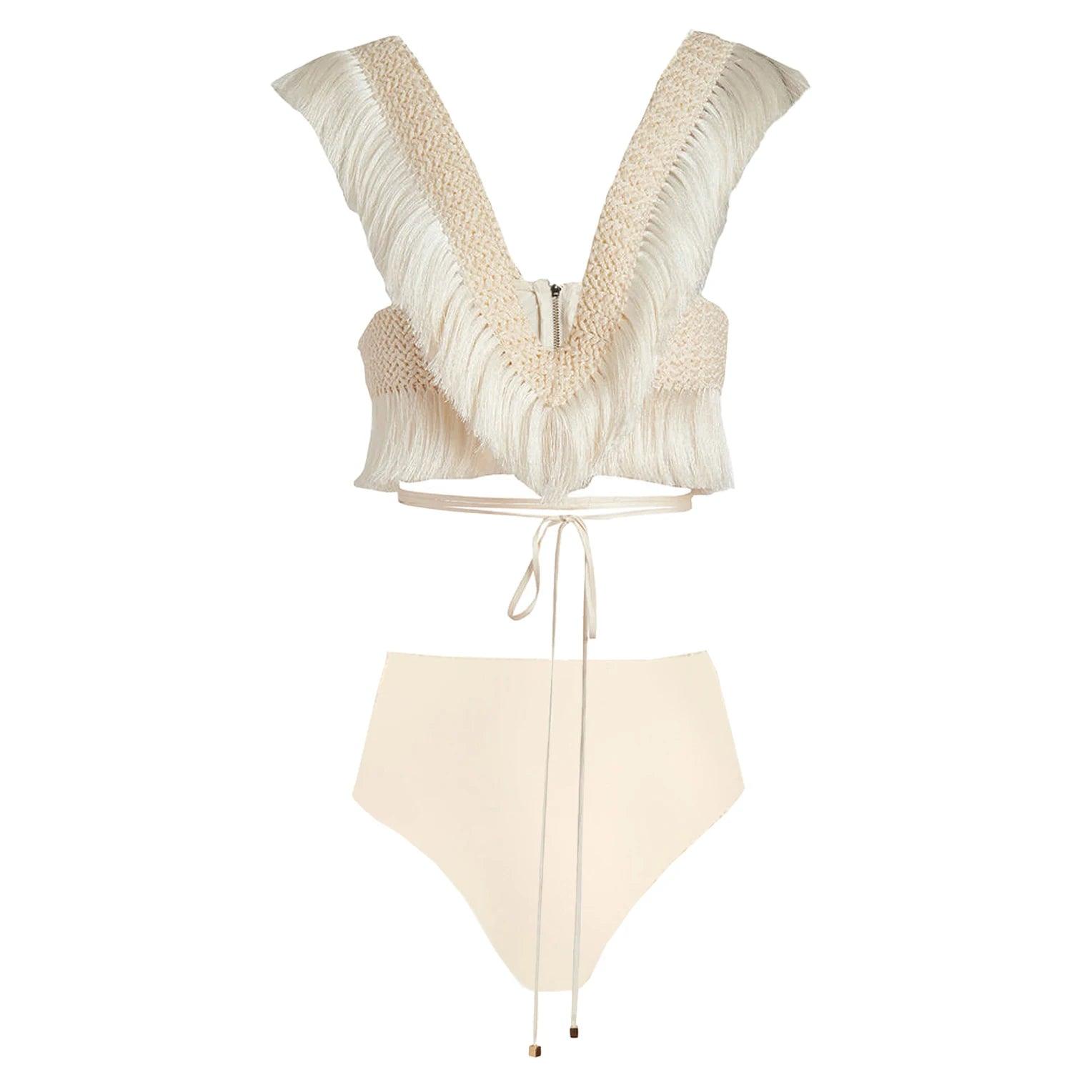 Beach Fringe Crop with Skirt from The House of CO-KY - Swimwear