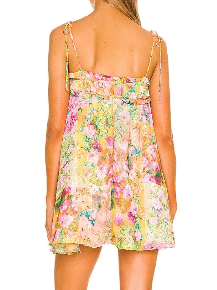 Boho Bow Floral Mini Dress Women from The House of CO-KY - Dresses