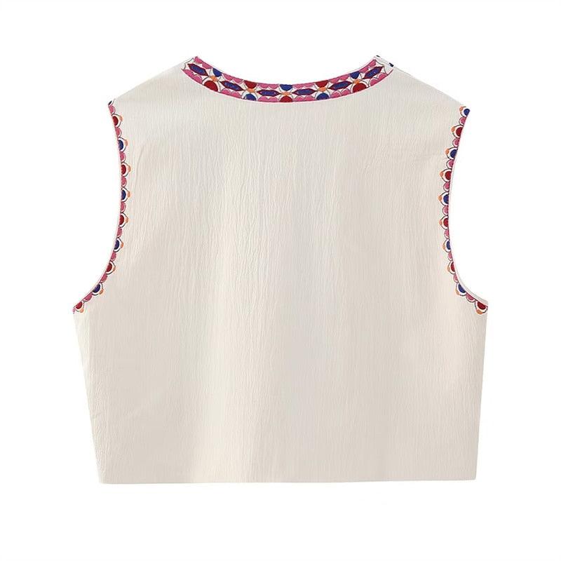 Camille Embroidered Vest - Pink from The House of CO-KY - Shirts & Tops