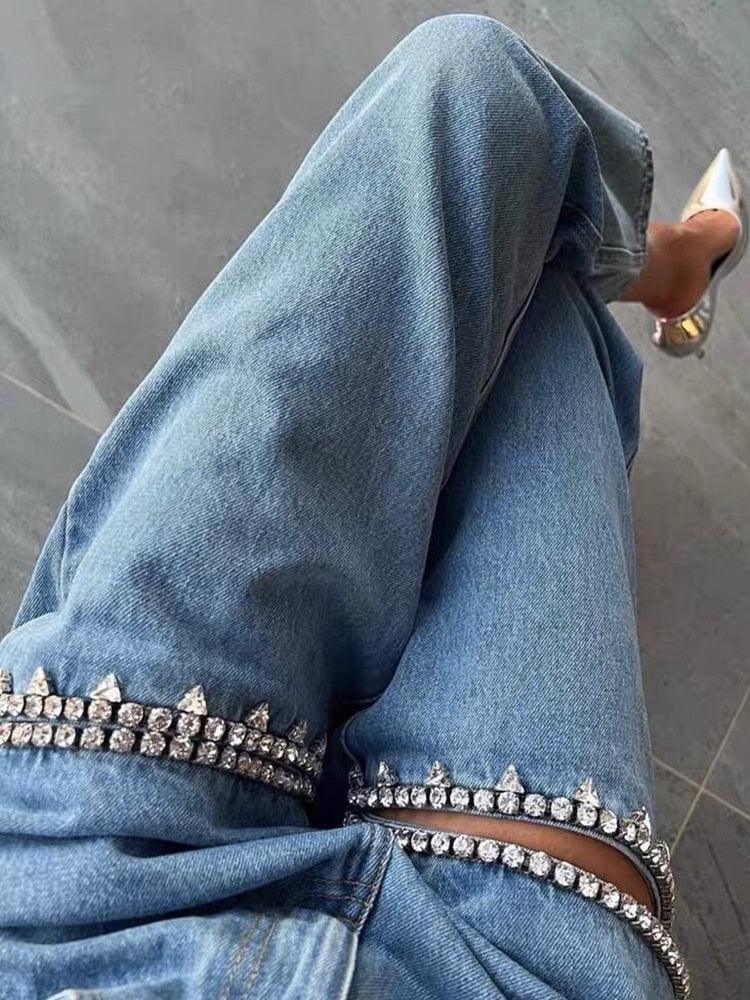 Crystal Slit Flare Jeans from The House of CO-KY - Pants