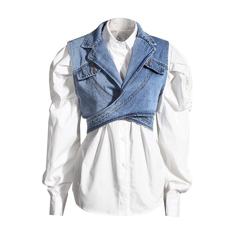 Elena Cross Denim Top from The House of CO-KY - Shirts & Tops