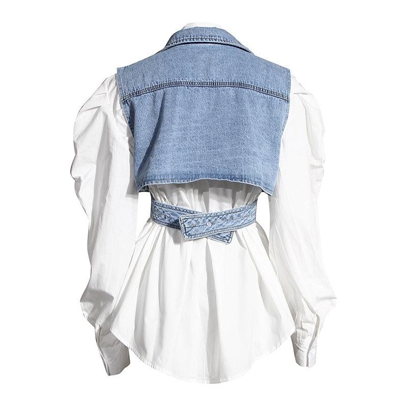 Elena Cross Denim Top from The House of CO-KY - Shirts & Tops