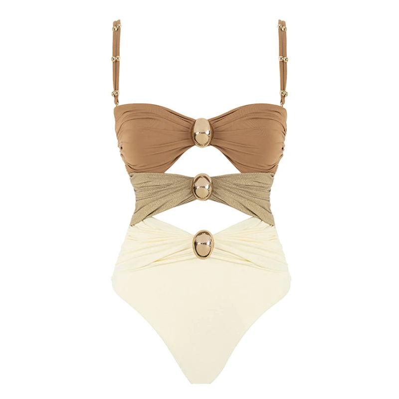 Haley Swimsuit With Cover Up - Latte from The House of CO-KY - Swimwear