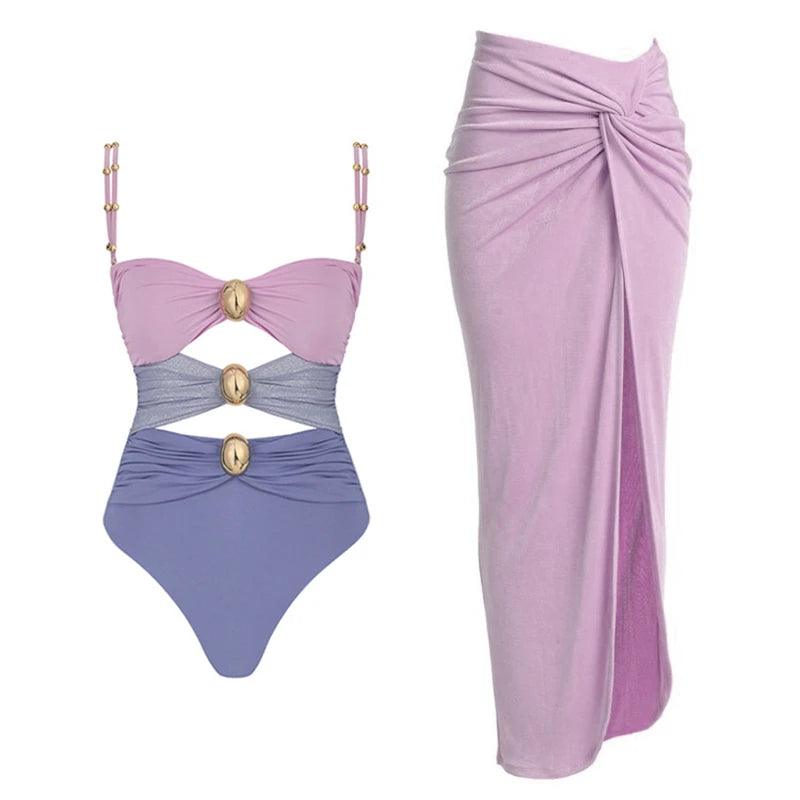 Haley Swimsuit With Cover Up - Violet from The House of CO-KY - Swimwear