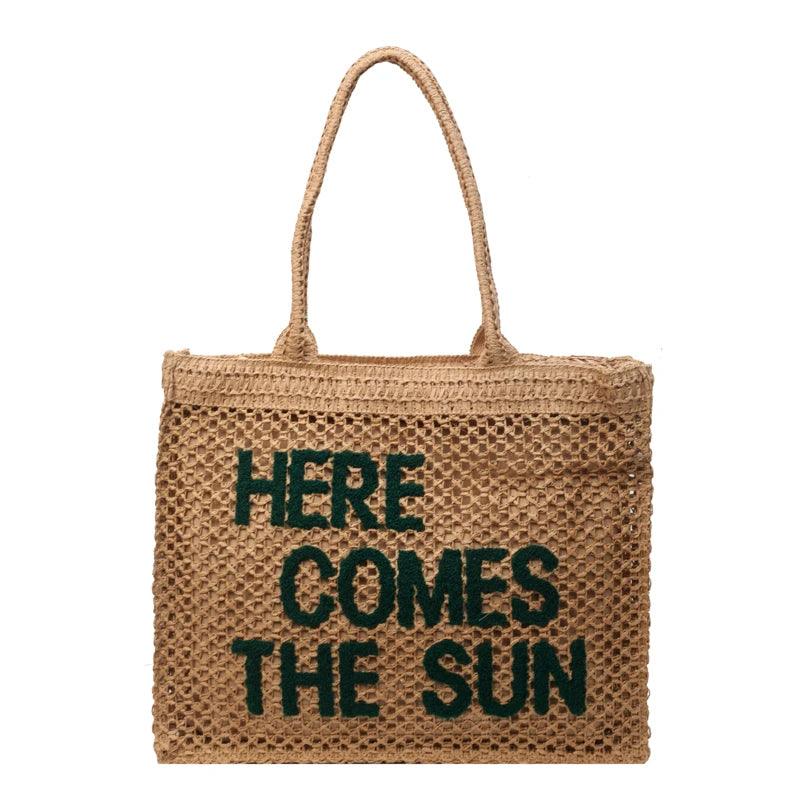 Here Comes The Sun Straw Tote Bag from The House of CO-KY - Handbags