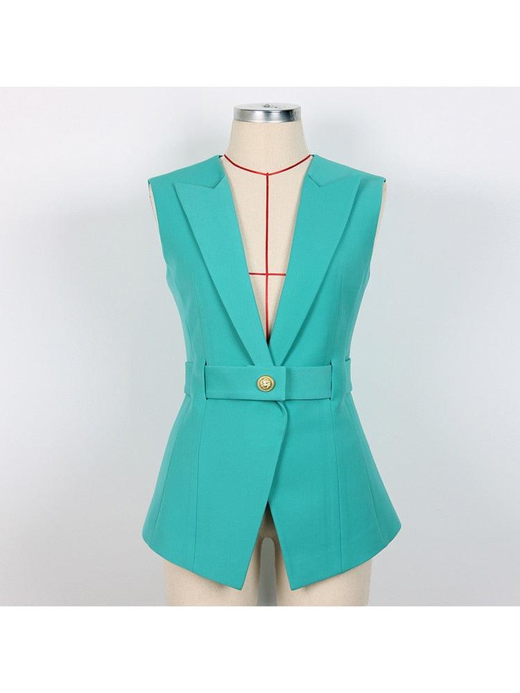 Odessa Belted-waist Sleeveless Jacket from The House of CO-KY - Coats & Jackets