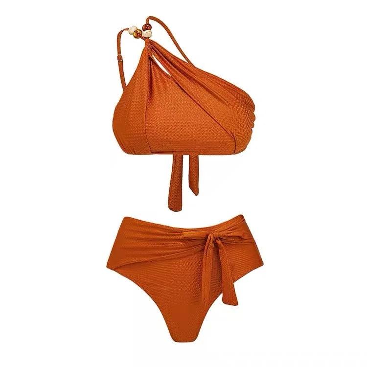 One Shoulder Bikini With Cover Up - Rust from The House of CO-KY - Swimwear