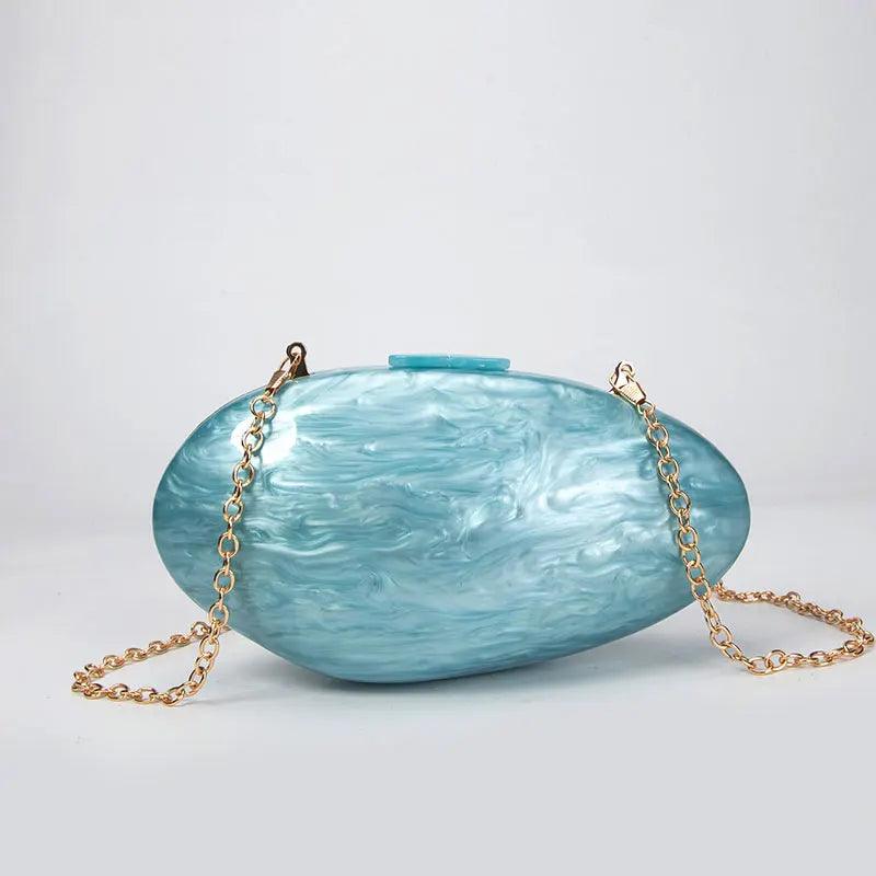 Pearl Acrylic Clutch Bag - Blue from The House of CO-KY - Handbags