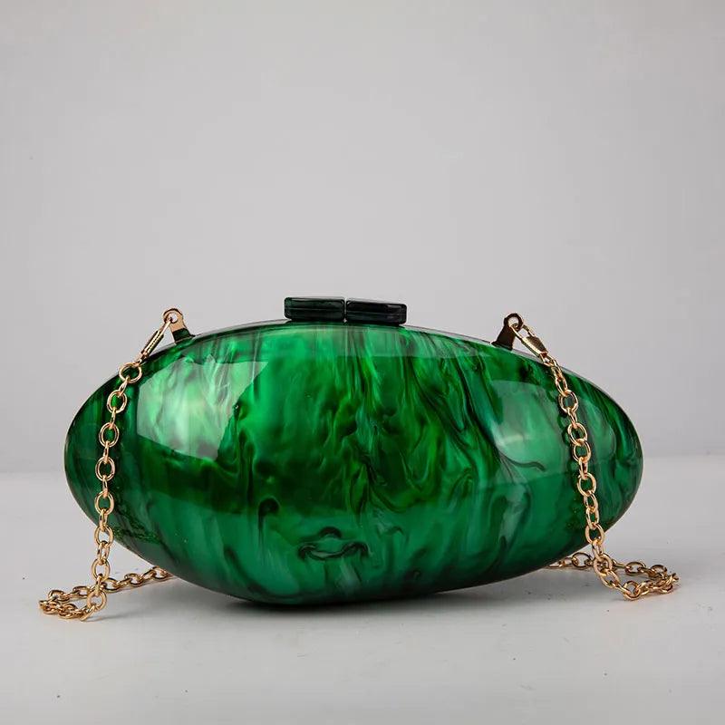 Pearl Acrylic Clutch Bag - Green from The House of CO-KY - Handbags