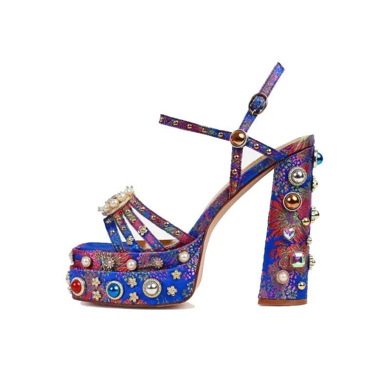 Queen Crystal Embroidery High Heels from The House of CO-KY - Shoes
