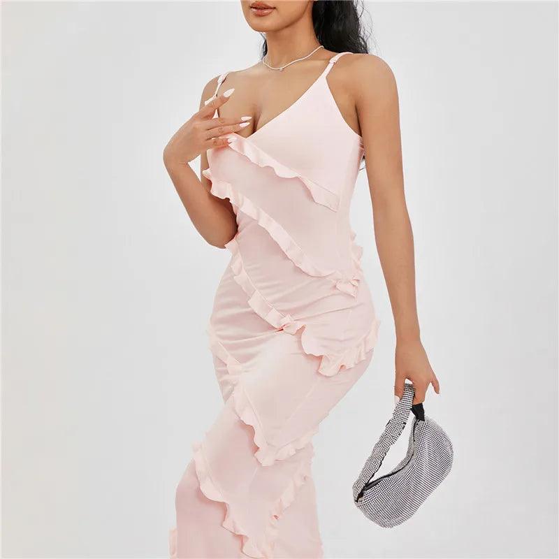 Robin Ruffles Backless Dress - Pink from The House of CO-KY - Dresses