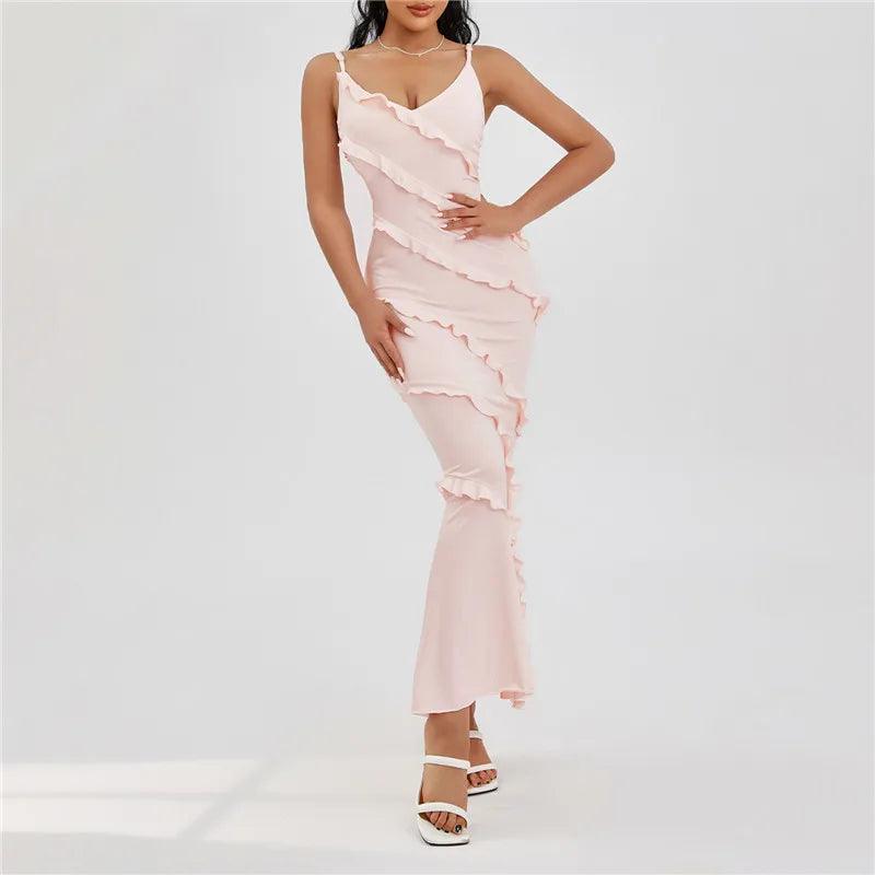 Robin Ruffles Backless Dress - Pink from The House of CO-KY - Dresses