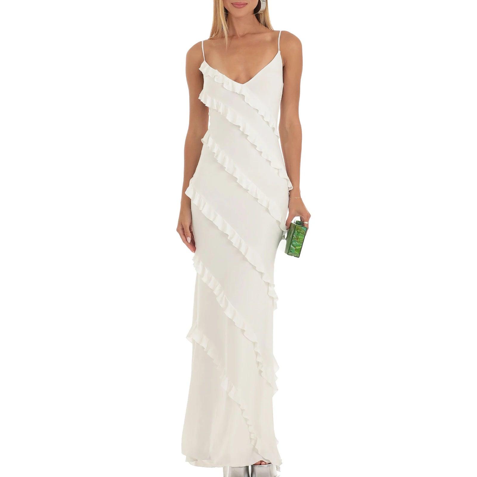 Robin Ruffles Backless Dress - White from The House of CO-KY - Dresses