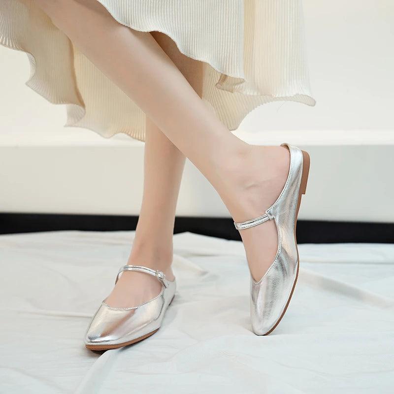 Soft Leather Silver Metallic Mules from The House of CO-KY - Shoes
