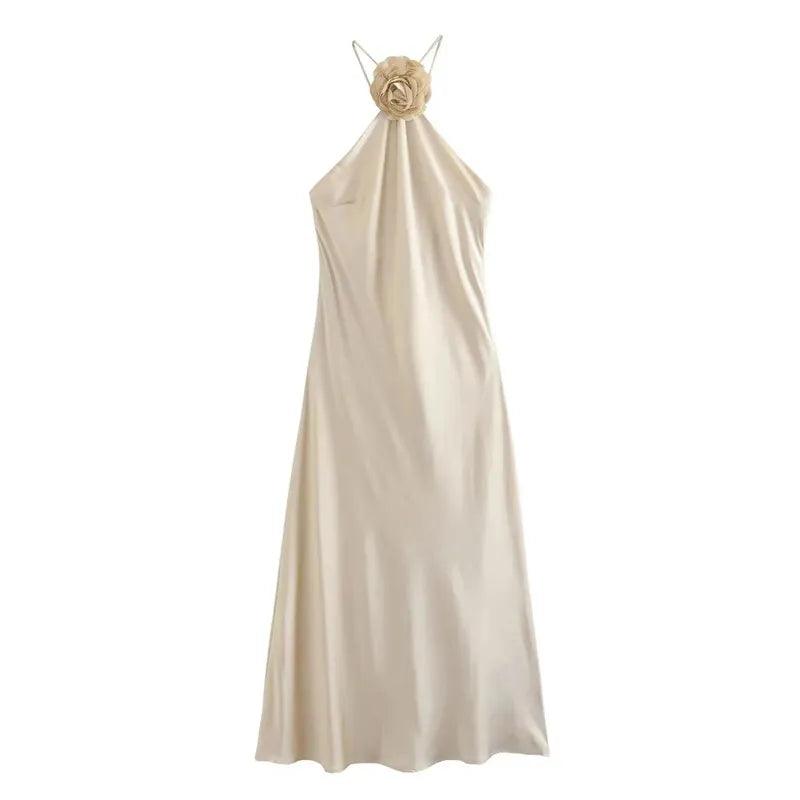 Susie Flower Satin Dress from The House of CO-KY - Dresses