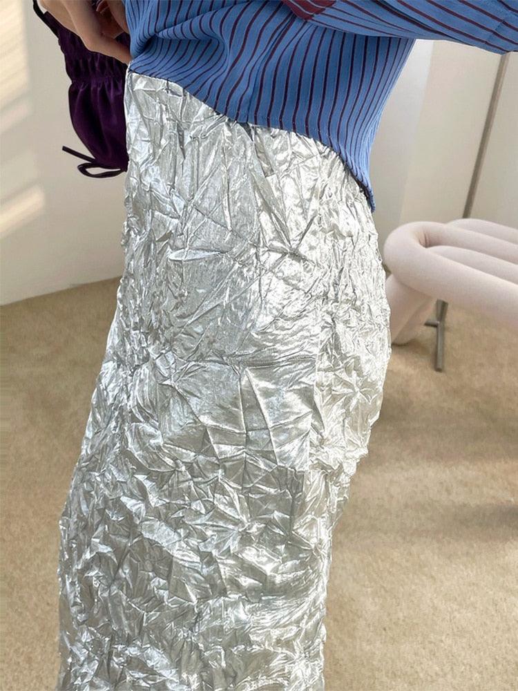 Agatha Metallic Silver Skirt from The House of CO-KY - Skirts