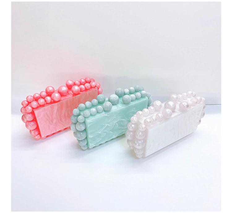 Beads Acrylic Clutch - Pearl from The House of CO-KY - Handbags