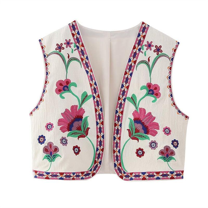 Camille Embroidered Vest - Pink from The House of CO-KY - Shirts & Tops