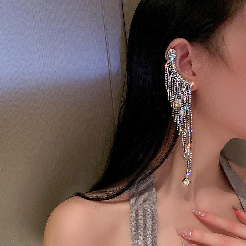 Crystal Tassel Drop Earrings from The House of CO-KY - Earrings