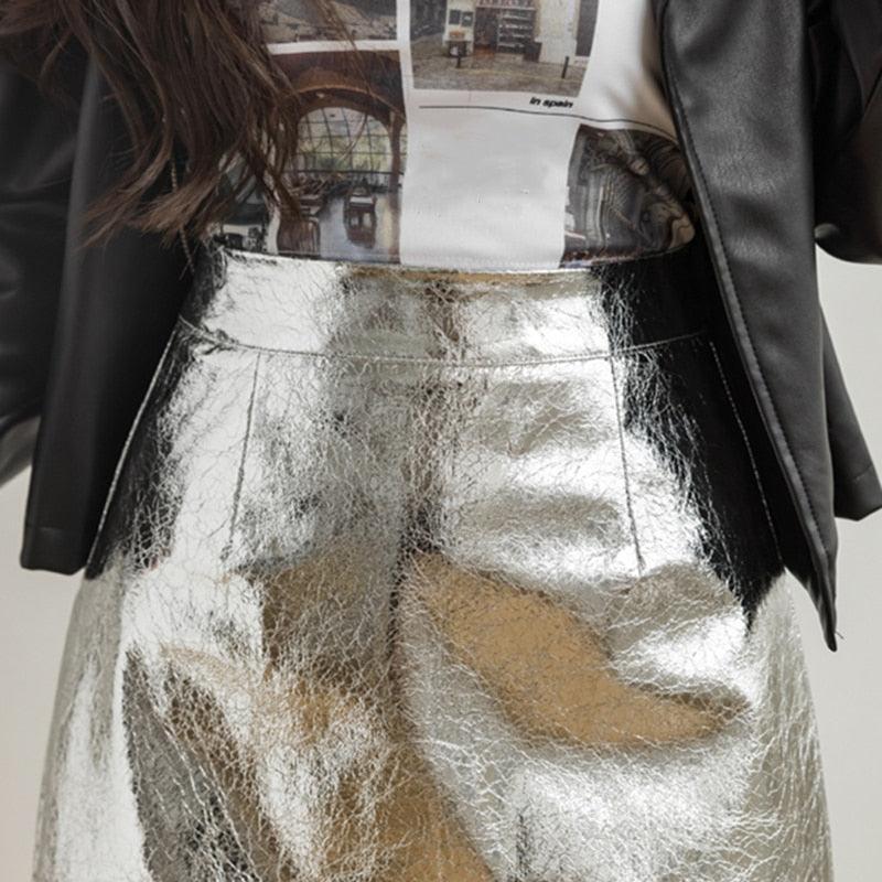 Esther Metallic Silver Mini Skirt from The House of CO-KY - Skirts