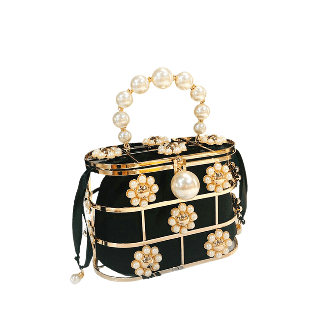 Flower Pearls Basket Bag - The House of CO-KY - Handbags - Flower Pearls Basket Bag - A Pearl Affair, Handbags