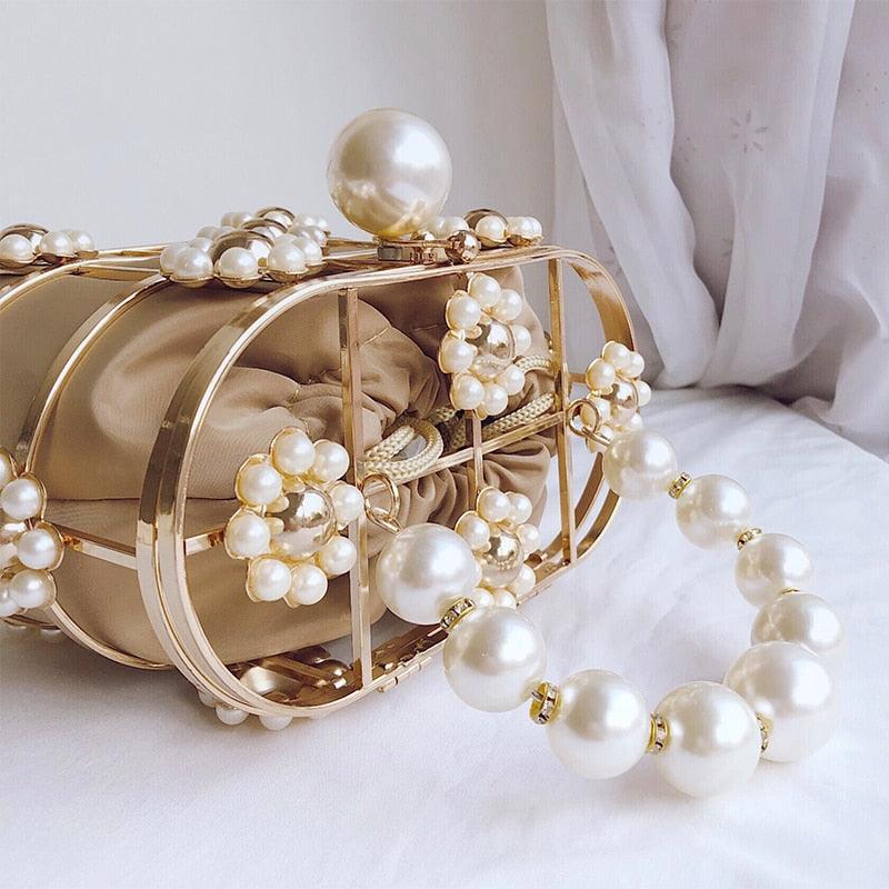 Flower Pearls Basket Bag - The House of CO-KY - Handbags - Flower Pearls Basket Bag - A Pearl Affair, Handbags
