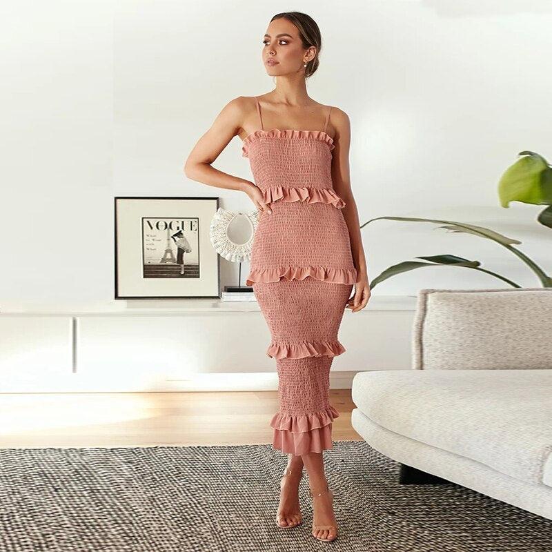 Gale Smocking Midi Dress from The House of CO-KY - Dresses