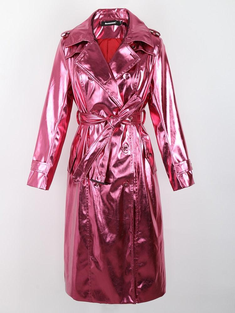 Hannah Shiny Reflective Trench Coat from The House of CO-KY - Outerwear