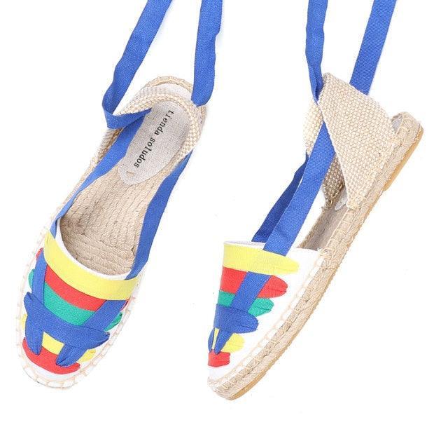 Lace-Up Espadrille Sandals - Blue from The House of CO-KY - Shoes
