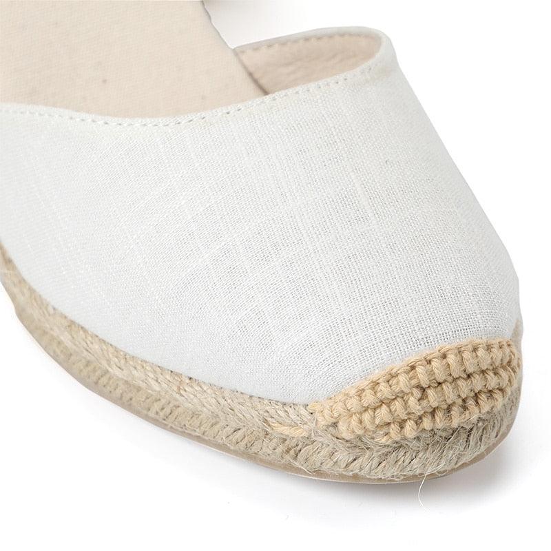 Lace-Up Espadrille Wedges - White from The House of CO-KY - Shoes