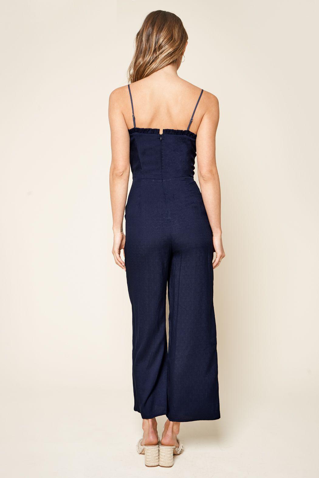 Lola Ruffled Wide Leg Navy Jumpsuit from The House of CO-KY - Jumpsuits & Rompers