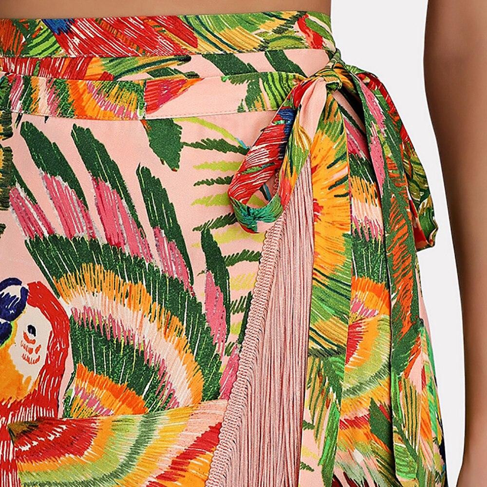 Macaw Leaves Fringe Wraparound Skirt from The House of CO-KY - Skirts