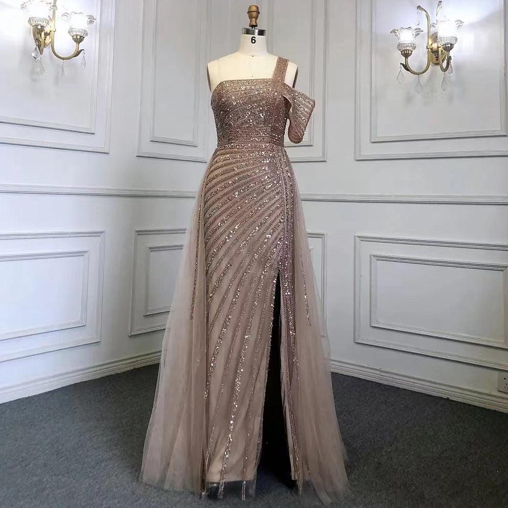 Stephanie High Split Beaded Gown from The House of CO-KY - Gowns