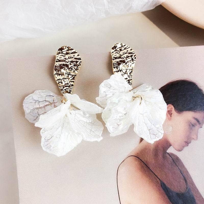 White Flower Petal Clip-On Earrings from The House of CO-KY - Earrings - Accessories, Earrings